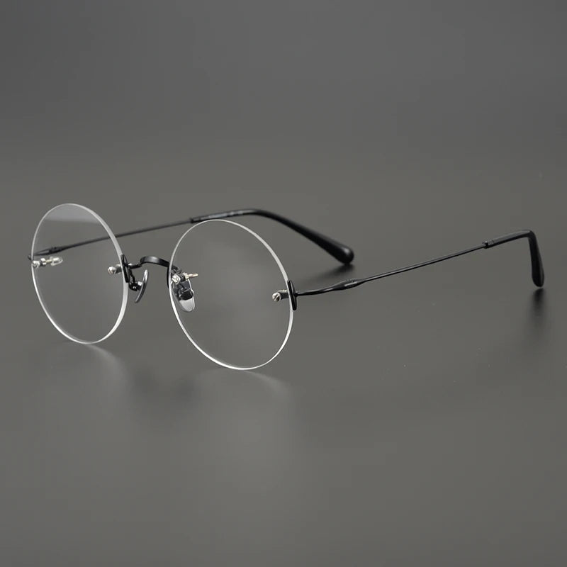 2024 Pure Titanium Round Rimless Glasses Frame Simple Fashion Men Women Small Faces Eyeglasses Light Weight Frameless Spectacles