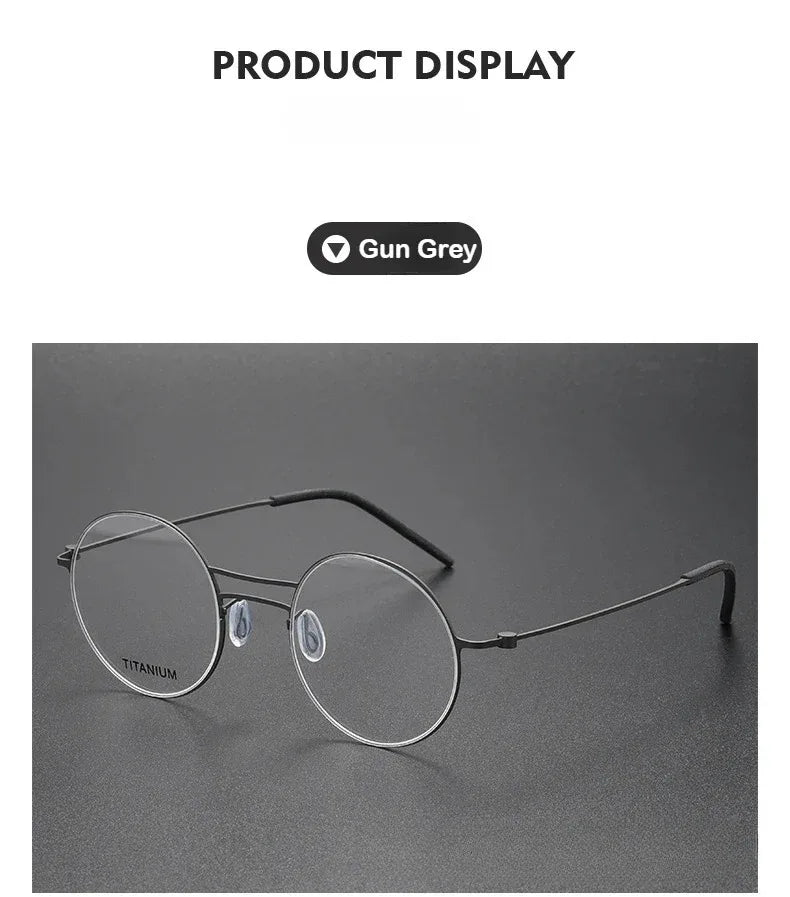 Handmade Round Titanium Glasses Frames 5518 Retro Men Double Beam Round No Screw Eyeglasses Denmark Brand Lightweight Women