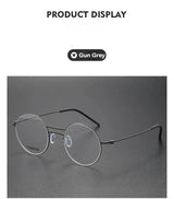 Handmade Round Titanium Glasses Frames 5518 Retro Men Double Beam Round No Screw Eyeglasses Denmark Brand Lightweight Women