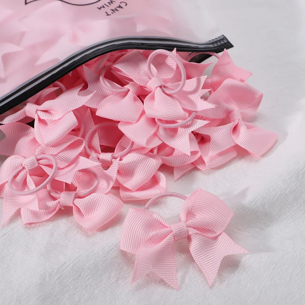 10Pcs/lot Grosgrain Ribbon Pigtail Hair Bows Elastic Hair Ties Hair Bands Holders Girls Baby Hair Accessories for Baby Infants