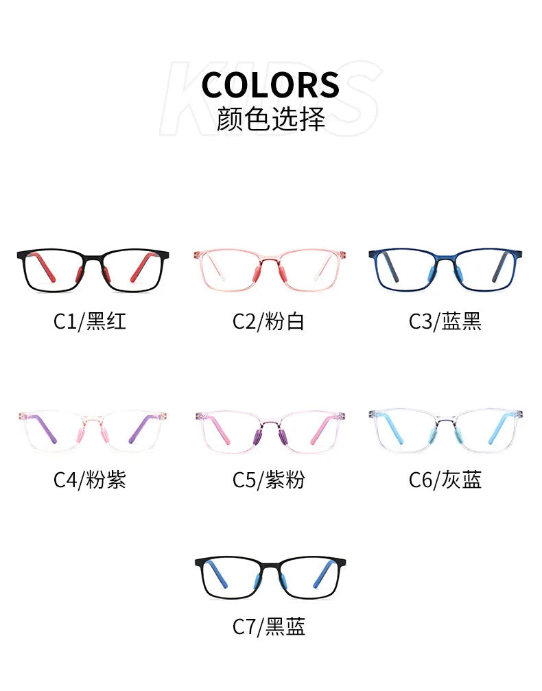 54671 Square Blue Light Blocking Glasses for Girl Optical Glasses Frame Boy Anti Glare Computer Eyeglasses Child Uv400