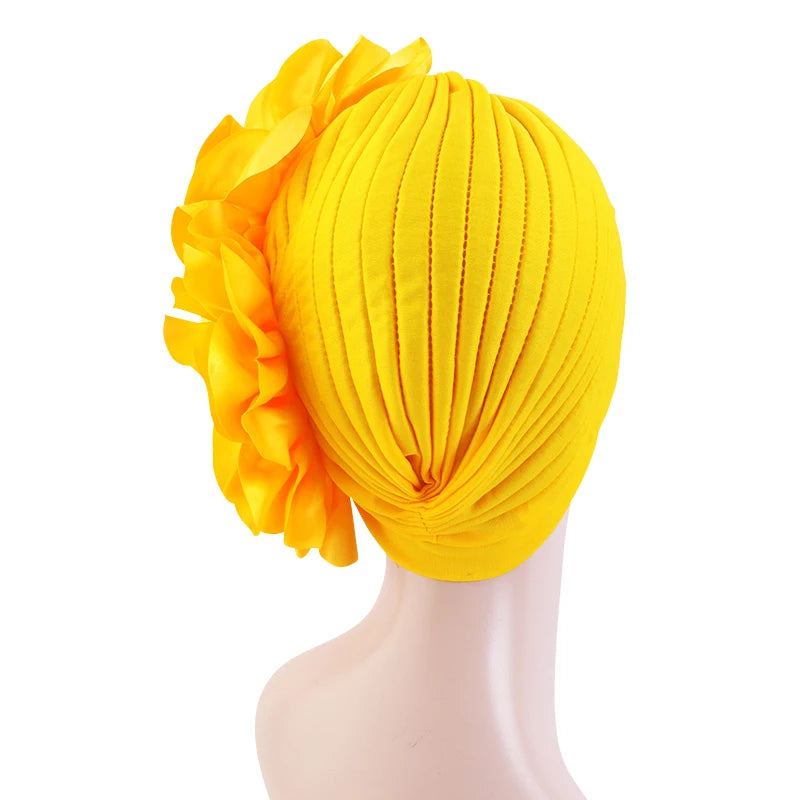 New Woman Muslim Hijab Caps With Big Flower Turban Bonnet Islamic Wrap Head Inner Cap for Hijabs Trendy Headdress