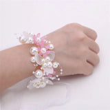 Spring Bohemian Girls Bridal Pearl Hair Headdress Flower Wreath Bride Garland Head Hoop Headbands Hair Jewelry Children Gifts