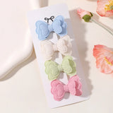 4Pcs/set Candy Colored Hair Clip Set for Girls Double Layered Bow Cute Bangs Hair Pin Cotton Safe Kids Baby Hair Accessories
