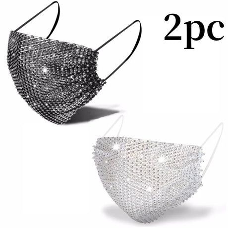 Sparkling Rhinestone Face Mask Fashion Breathable Face Covering Nightclub Music Festival Party Costume Accessories for Women