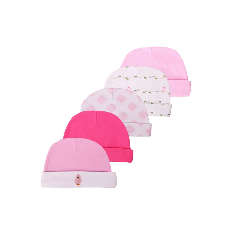 New Born Baby Boy Hats 3/5Pieces Cotton Baby Girls Hats Cartoon 0-6Months Unisex Soft Solid Color Infant Accessories