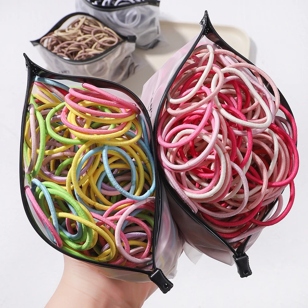 50PCS Macaron Rubber Band Hairband Headband High Elastic Durable Hair Ring Tied High Ponytail Women's Kids Hair Headwear