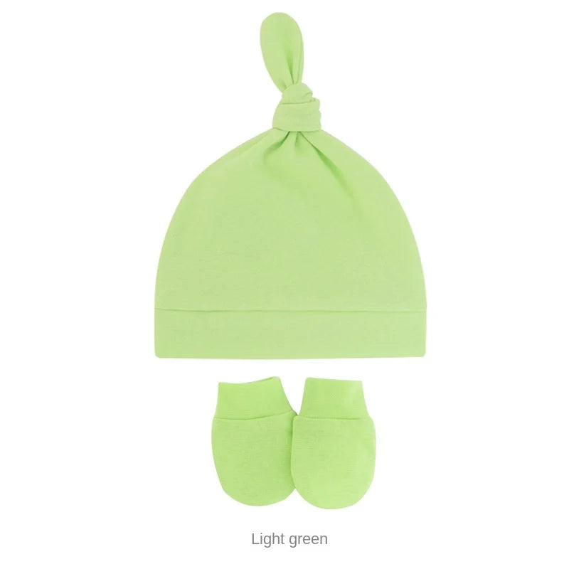 Newborn Baby Hat with Gloves Autumn Winter Warm Cotton Kids Beanies Stuff Children Accessories Infant Nightcap 0-6 Months Babies