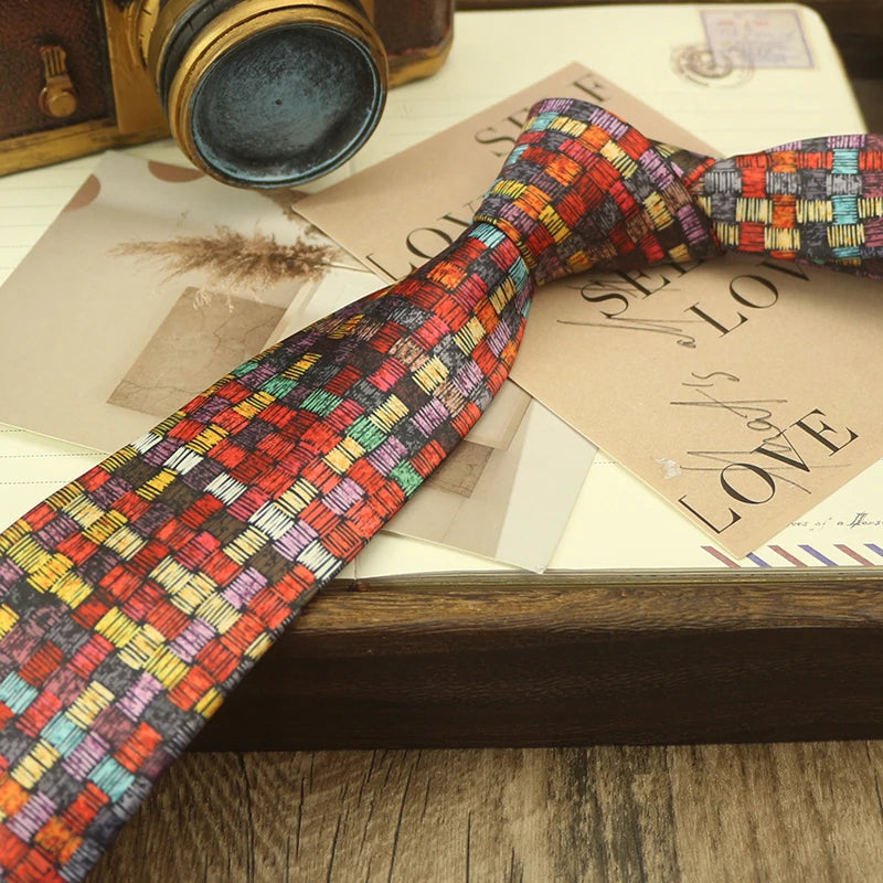 Fashion 8CM Wdith Brown Neckties Vintage Retro Flower Printed Ties For Adult Mens Casual Daily Neckwear Wedding Party Cravate