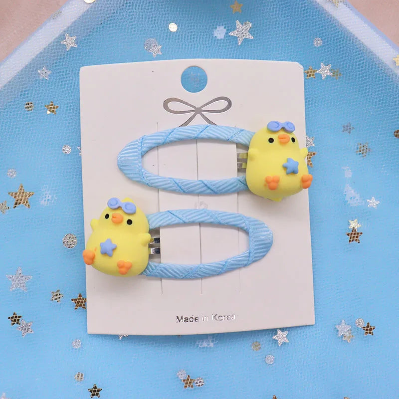 2 Pcs Lovely Little Chicken Children Elastics Hair Bands Hairpins Hair Clips Headwear Barrette Baby Girls Kids Hair Accessories