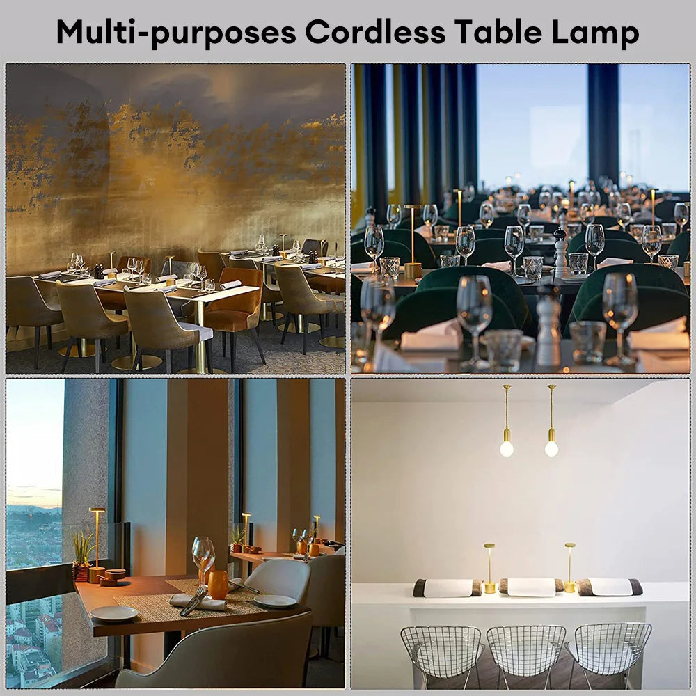 1PC Metal Classic Table Lamp USB Rechargeable Night Light Stepless Dimming Touch 3 Level Bedside Lamp Hotel Bar Decoration