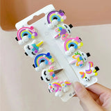 10pcs Kids Hair Clips Soft Gel 10pcs Set Girls Hair Clips Cute BB Clips Side Clips Cartoon Hair Cards