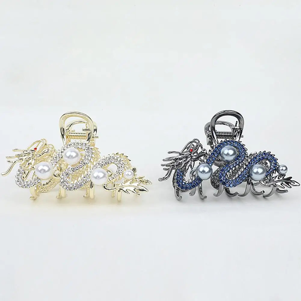 Blue Dragon Hairpin With Pearl Hair Claw Women Simple Hair Claw Hairpin Shark Clip Fashion Temperament Simple Hair Accessories