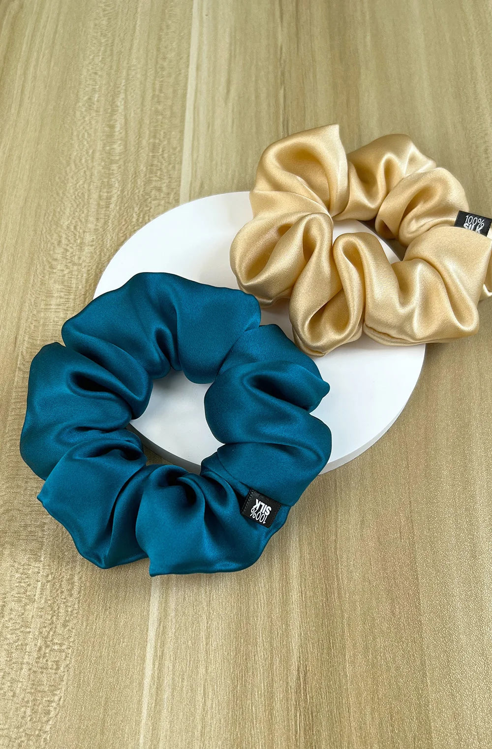 100% Mulberry Silk Hair Scrunchies Elastic Rubber Band Hair Ties Big Large Gum Ropes Ponytail Holders for Women Girls 19 Momme