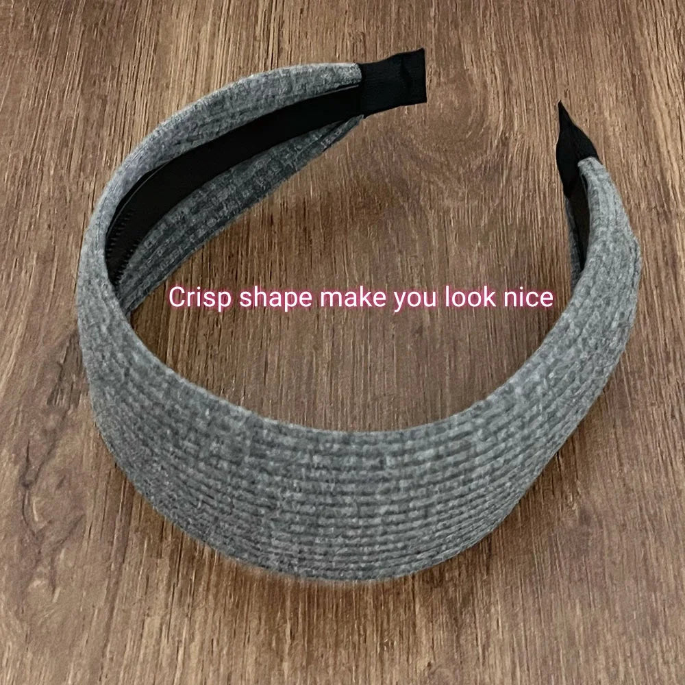 Women Very Wide Ribbed Knit Hairbands Tooth Headbands Non-slip For Washing Sports Simple Solid Color High Crown Headwrap 7cm
