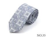 New Style Floral Printed 6cm Tie Blue Green Purple Skinny 100% Cotton Necktie For Men Women Wedding Party Suits Shirt Accessory