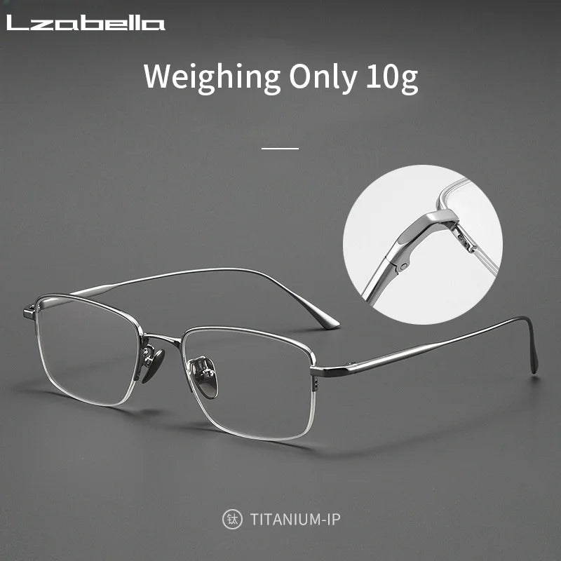 Lzabella New Men's Half Frame Glasses Business Casual Pure Titanium Frame Fashionable And Trendy Prescription Glasses 1906