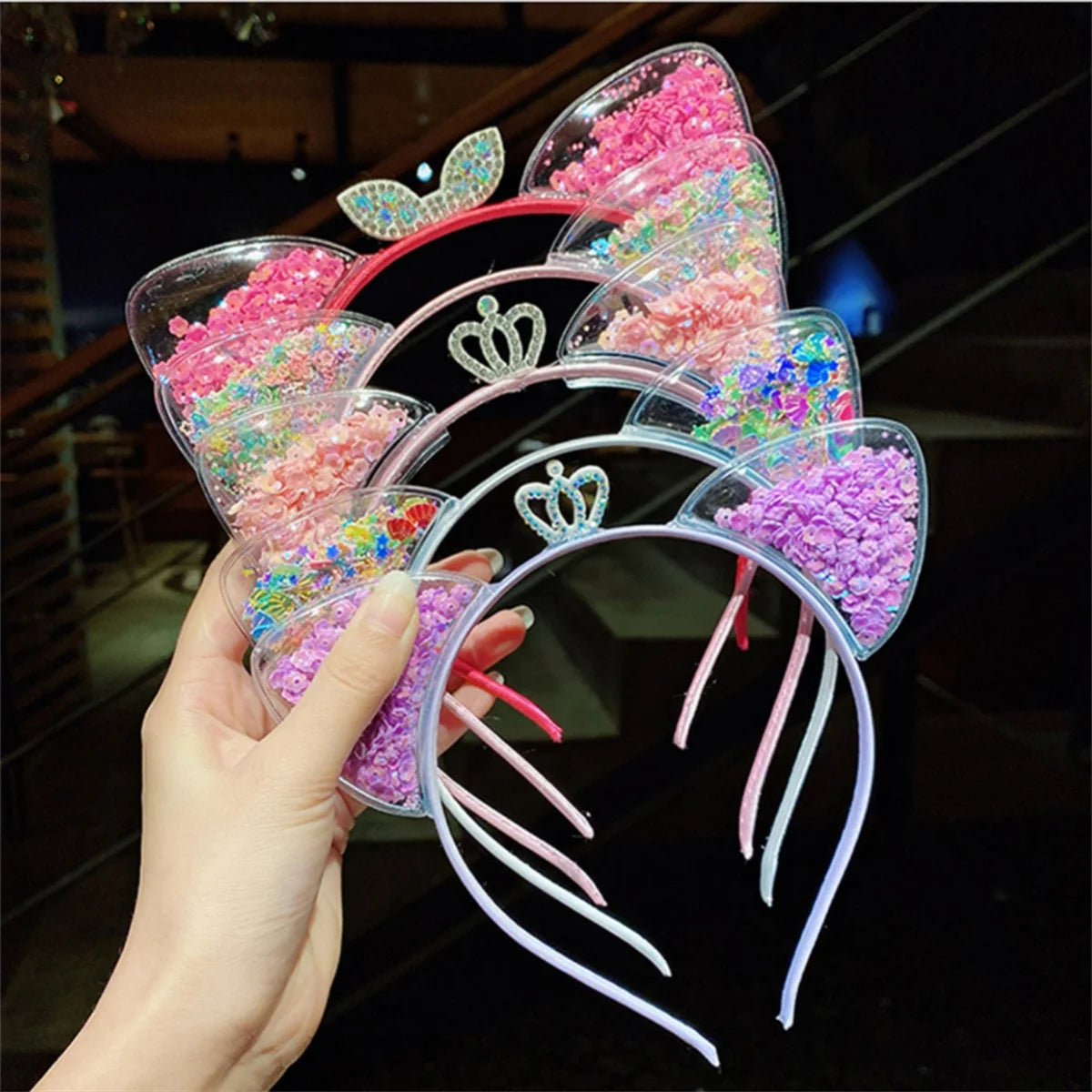 Girls Cute Shining Sequin Cat Ears Hairbands Sweet Ornament Headband Princess Gift Headwear Kids Fashion Hair Accessories