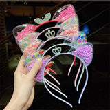 Girls Cute Shining Sequin Cat Ears Hairbands Sweet Ornament Headband Princess Gift Headwear Kids Fashion Hair Accessories