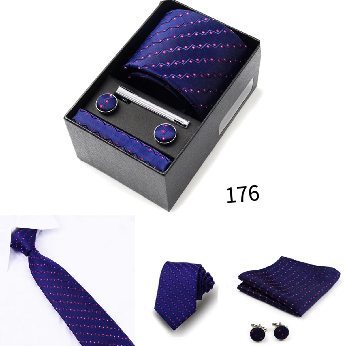 Men's Tie Gift Box With Neckties Handkerchiefs Cufflinks Tie Clips 6-Piece sets Group Business Wedding Festival Formal Ties