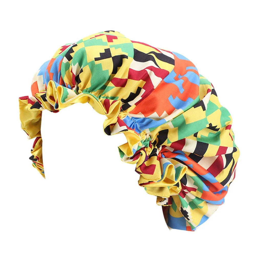 Kids Girls Sleep Cap Floral Print Hair Bonnet Satin Night Sleep Hat Turban Sleeping Hat Children Hair Care Bonnet Nightcap Caps