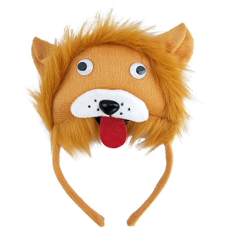 Cartoon Animal Headband Halloween Festival Performance Props Headband Little Penguin Lion Monkey Fish Headbands Hair Accessories
