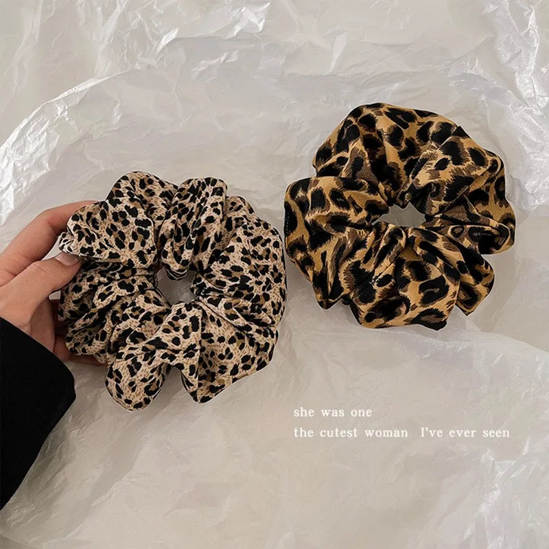 Leopard Print Scrunchies Hair Tie Hairs Rope High Elasticity Elastic Hairs Band Ponytail Holder Elegant Women Hair Accessories