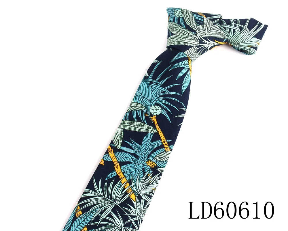 Print Skinny Neck Ties  For Men Women Slim Cotton Tie For Boys Girls Suits Ties For Wedding Party Men's Necktie Gifts Gravatas