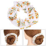 Women Lady Female Flower Hair Accessories LatticePrint Elastic Hairs Ties Yellow Scrunchies Hair Rope Girls Headwear