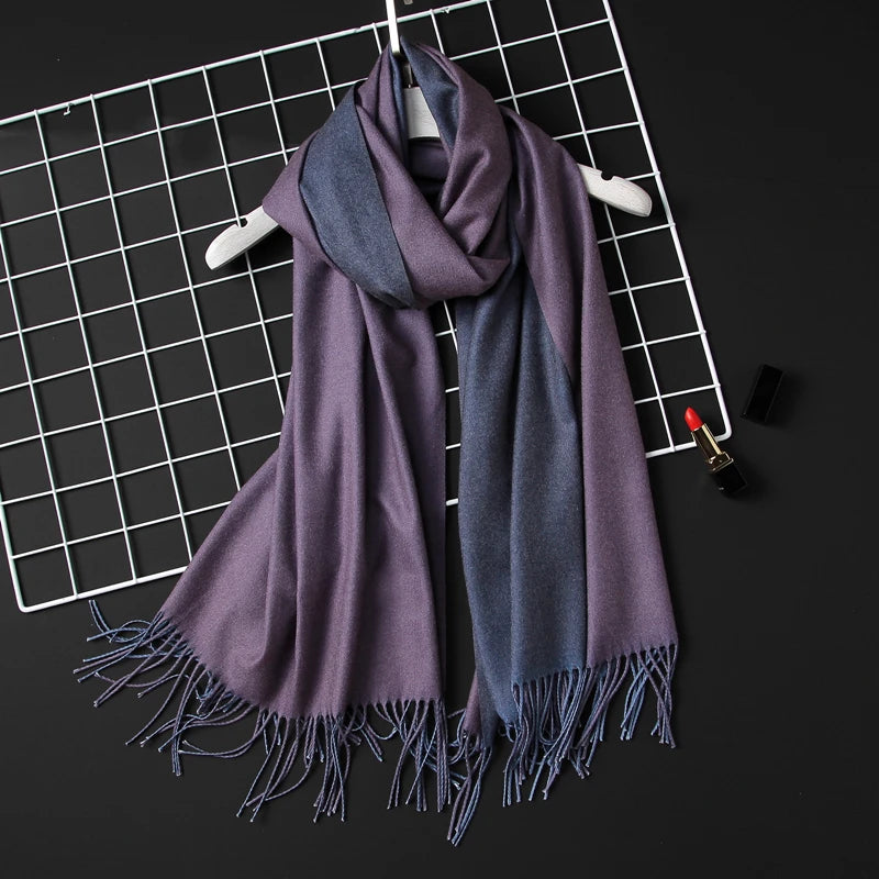 2022 Winter Women Scarf Fashion Solid Soft Cashmere Scarves for Lady Pashmina Shawls Wrap Blanket Bandana Female Foulard Tassel