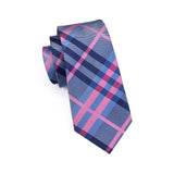 Mens Necktie Luxury 8.5cm Wide Blue Purple Plaid Silk Wedding Tie Pocket Square Cufflink Set Brooch Gift For Men Hi-Tie Designer