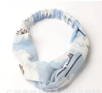 Clearance Fresh Colorful Turban Headbands Women Spring Summer Chiffon Headband Head Wrap Wide Lattice Hairband Hair Accessories