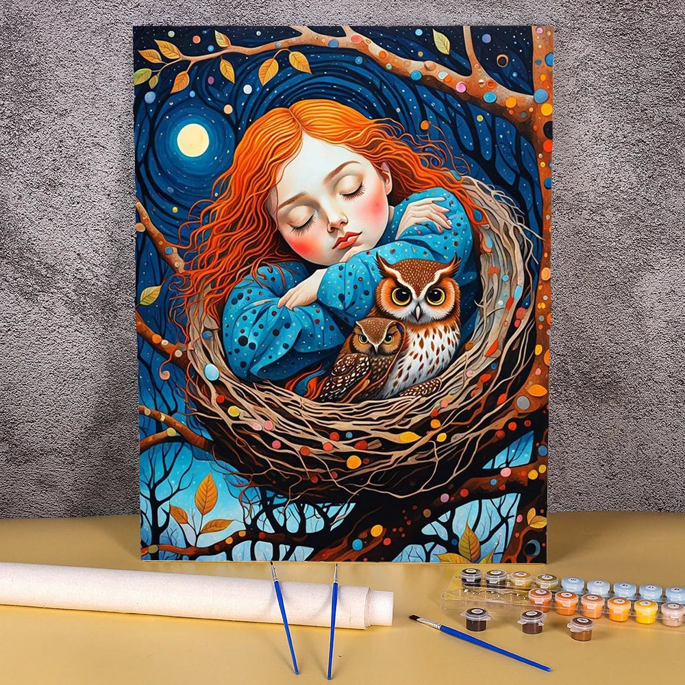 Paint By Numbers Kit For Adults Beginner On Canvas, DIY Acrylic Painting Package For Kids, Flowers Hat Women Picture, Frameless