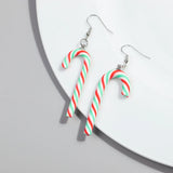 1 Pair Candy Cane Earrings Ladies Girls Christmas Ornaments Accessories Jewelry Gifts