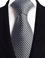 Luxury 8CM Mens Necktie Gray Sliver Color Dot Stripes Solid Tie For Man Groom Jacquard Woven Neck Tie For Business Wedding Party