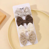 4Pcs/Set Lovely Cotton Bowknot Clips Safe Hairpins Girl Fresh Pastoral Hairclips Baby Hair Accessories Kids Print Hairgripe Gift