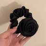 SIMPLEJEWEL™Handmade Rose Flower Elastics Hair Scrunchies, Ties  Satin Scrunchies Hair Band Ponytail Holder Band Scrunchies Ring