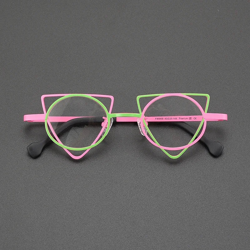 Ultra Light Pure Titanium Inverted Triangle Glasses Frame Female New Multi-color Personality Myopia Reading Prescription Eyewear
