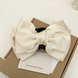 Elegant Women Bow Hair Claw Clips Double-Sided Large Satin Shark Hair Claw Solid Bowknot Hairpins Barrettes Hair Accessories