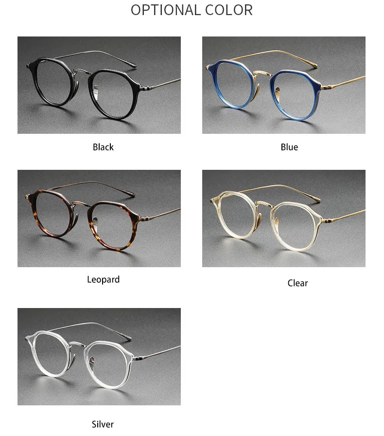 2025 New INS Men's Ultra Light Pure Titanium Glasses Frame Fashion Trend Women's Anti Blue Light Glasses Polygonal Prescription