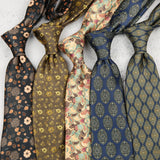 Fashion 8CM Wdith Brown Neckties Vintage Retro Flower Printed Ties For Adult Mens Casual Daily Neckwear Wedding Party Cravate