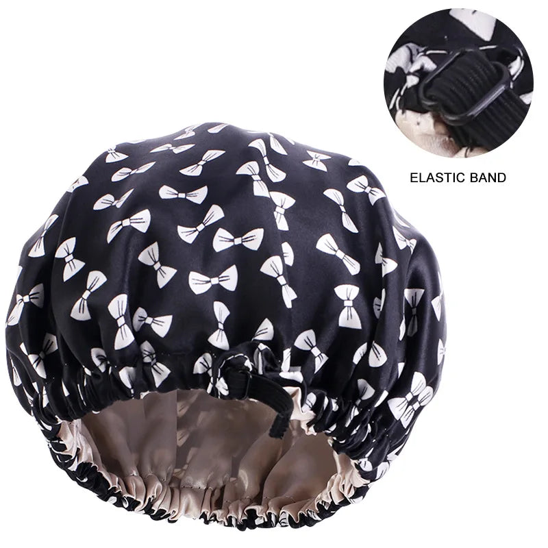Adjustable Satin Silk Bonnet for Baby Sleep Cap Children Flower Print Satin Nightcap Girl Wash Makeup Cap Kid Sleep Night Bonnet