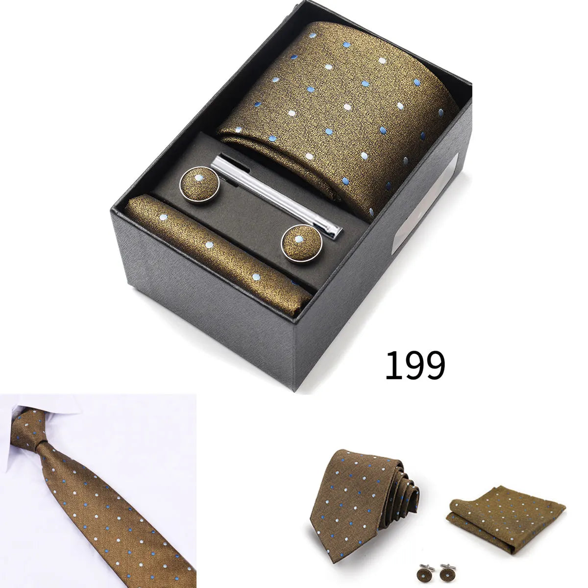 Men's Tie Gift Box With Neckties Handkerchiefs Cufflinks Tie Clips 6-Piece sets Group Business Wedding Festival Formal Ties