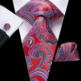 Hi-Tie Men Fashion Paisley Sage Green Necktie Handkerchief Cufflinks for Tuxedo Accessory Classic Silk Luxury Tie for Man Gift