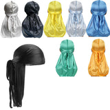 Elasticity Baotou Cap Hair Bands Simulation Silky Durag Long Tail Pirate Hat Headband Turban for Children Kid Ribbon Accessories