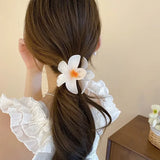Hot Bohemia Gradient Colorful Acrylic Egg Flowers Hair Claw Clips For Women Beach Forest Style Sweet Headwear New Accessories