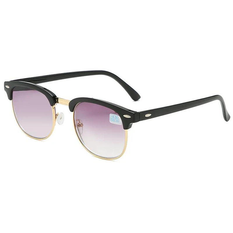 Men Women Students Myopia Sunglasses Metal Half Frame Nearsighted Gray Lens Glasses -0.5 -1 -1.5 -2 -2.5 -3 -3.5 -4 -4.5 -5 -6