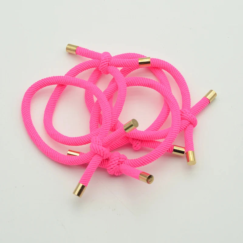 10PCS 5mm Knotted Twilled Elastic Hair Bands Golden Ends Hair Ties for fashion girls elasticity ponytail holders hair scrunches