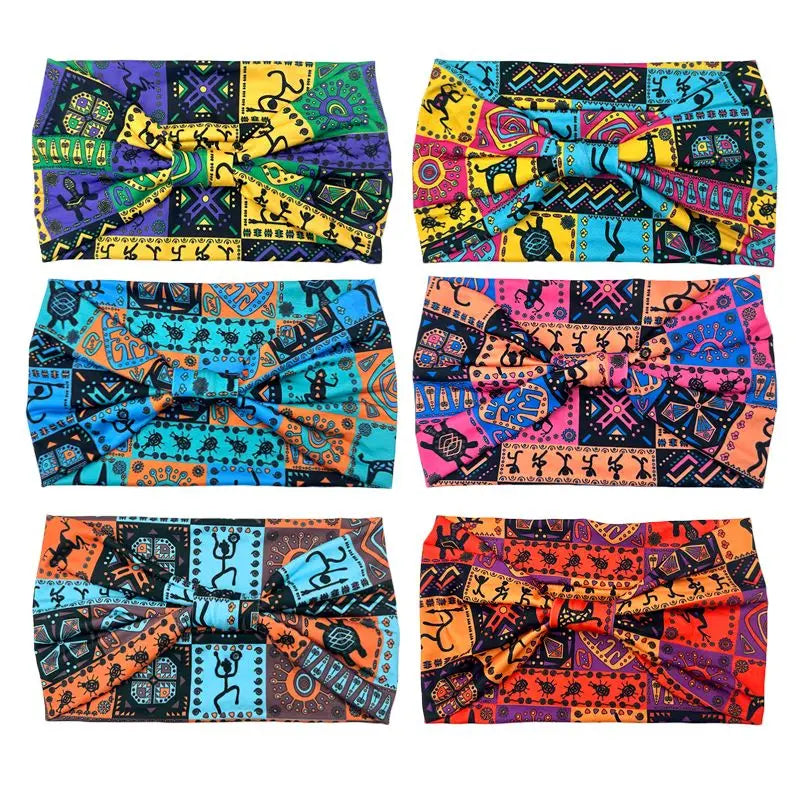 Bohemian Wide Headbands For Women Hairbands Tie Headband Retro Hair Band Elasticity Bandanas Headwear Turbans Hair Accessories