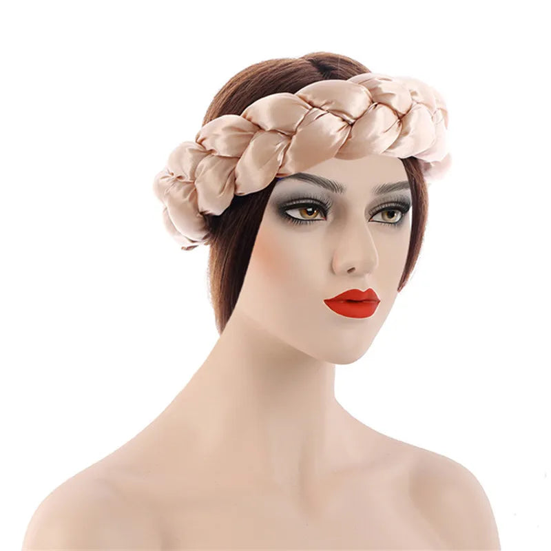2025 Latest Satin Twist Braids Headband Elastic Headwear African Cap Nigerian Wedding Gele Women Turban Bandana Bandage Wrap Hat